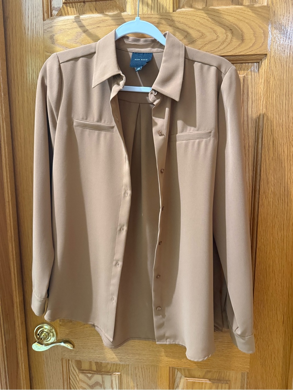 Alex Marie Women's Tan Button-Front Blouse
